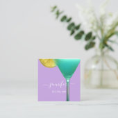 Pub Coctail Wein Bar Drink Rosa Beruflich Quadratische Visitenkarte (Stehend Vorderseite)