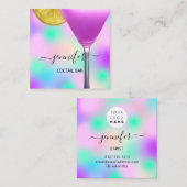 Pub Coctail Wein Bar Drink Rosa Violett Lavendel Quadratische Visitenkarte (Vorne/Hinten)
