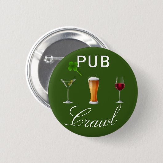 Pub Crawl Beer Day Drinking St. Patrick's Day Button (Vorne & Hinten)