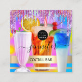 Pub Drink Bar Restaurant Logo Holografisches Ereig Quadratische Visitenkarte (Vorderseite)