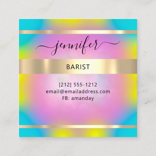 Pub Drink Bar Restaurant Logo Holografisches Ereig Quadratische Visitenkarte (Rückseite)