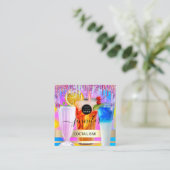 Pub Drink Bar Restaurant Logo Holografisches Ereig Quadratische Visitenkarte (Stehend Vorderseite)