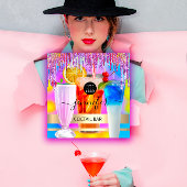 Pub Drink Bar Restaurant Logo Holografisches Ereig Quadratische Visitenkarte