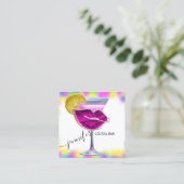 Pub Drinks Bar Restaurant Coctail Logo Pink QRCODE Quadratische Visitenkarte (Stehend Vorderseite)