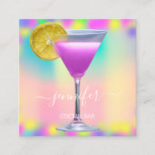 Pub Drinks Bar Restaurant Coctail Logo Pinky Quadratische Visitenkarte (Vorderseite)