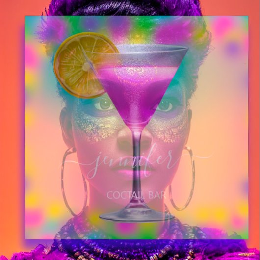 Pub Drinks Bar Restaurant Coctail Logo Pinky Quadratische Visitenkarte