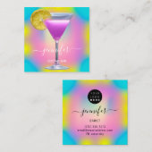 Pub Drinks Bar Restaurant Coctail Logo Rosa Quadratische Visitenkarte (Vorne/Hinten)