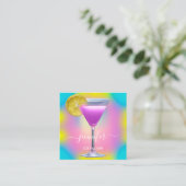 Pub Drinks Bar Restaurant Coctail Logo Rosa Quadratische Visitenkarte (Stehend Vorderseite)