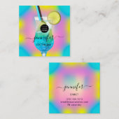 Pub Drinks Bar Restaurant Logo Logo Blau Quadratische Visitenkarte (Vorne/Hinten)