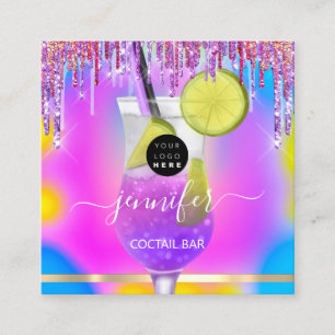 Pub Drinks Bar Restaurant Logo-Logo-Holograph VIP Quadratische Visitenkarte
