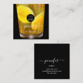 Pub Drinks Bar Restaurant Lounge Logo Gelb Quadratische Visitenkarte (Vorne/Hinten)