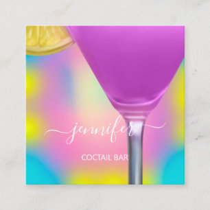 Pub Drinks Bar Restaurant Lounge Logo Rosa Quadratische Visitenkarte