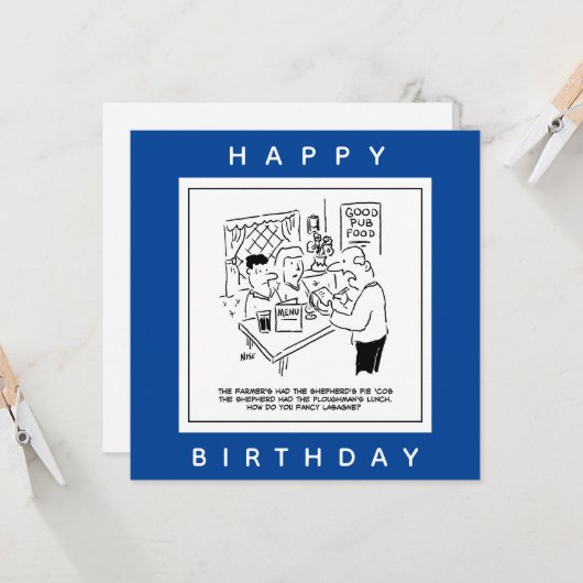 Pub Meetings und Pub Menu Cartoon Karte (Vorderseite/Rückseite Beispiel)