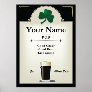 Pub Sign, Irish Pub, Personalisiert Poster