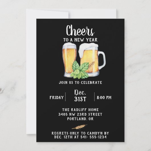 Pub Style New Year's Party Einladung (Vorderseite)