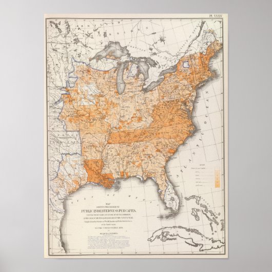Public Indebtedness, Statistical US Lithograph Poster (Vorne)