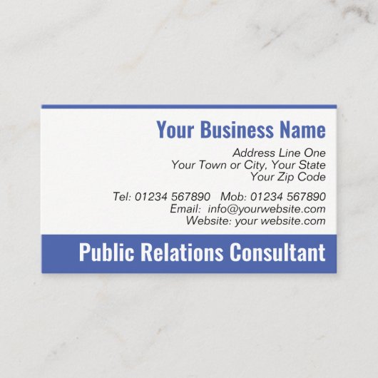 Public Relations Consultant QR Code Business Card Visitenkarte (Vorderseite)