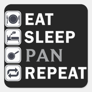 Pubs-Eat Sleep Pan Wiederholung Quadratischer Aufkleber