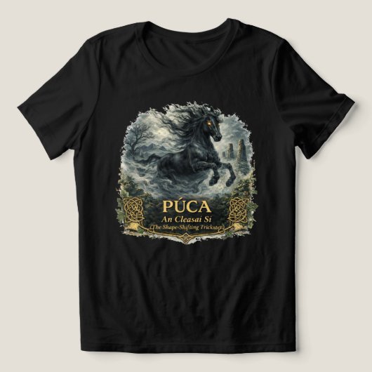 Púca Folklore - An Cleasaí Sí (Der Feen-Schalk) Tri-Blend Shirt (Design Vorderseite)