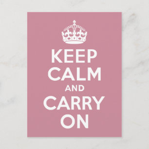 Puce Keep Calm and Carry On Postkarte
