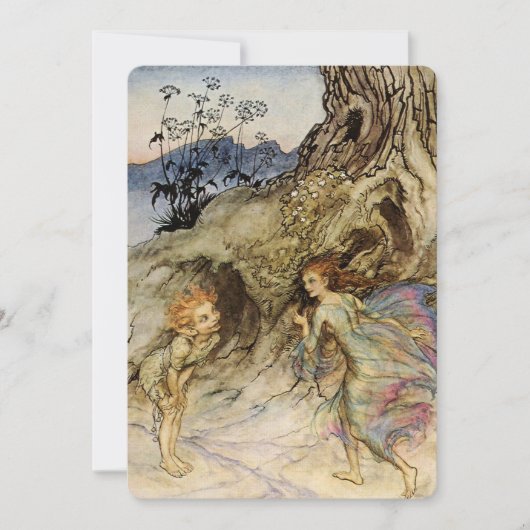 "Puck and a Fairy" Wasserfarbe von Arthur Rackham Einladung (Vorderseite)