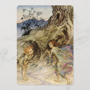 "Puck and a Fairy" Wasserfarbe von Arthur Rackham Einladung