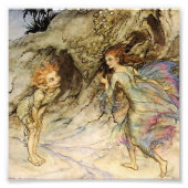 "Puck and a Fairy" Wasserfarbe von Arthur Rackham Fotodruck (Vorne)
