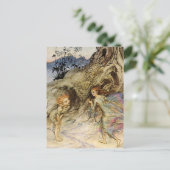 "Puck and a Fairy" Wasserfarbe von Arthur Rackham Postkarte (Stehend Vorderseite)