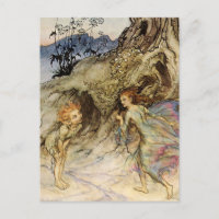"Puck and a Fairy" Wasserfarbe von Arthur Rackham