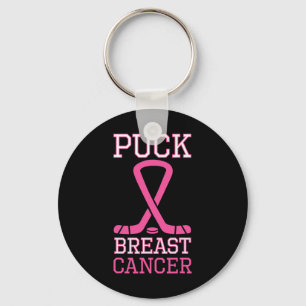 Puck Brustkrebs Rosa Band Eishockey Krebs D Schlüsselanhänger