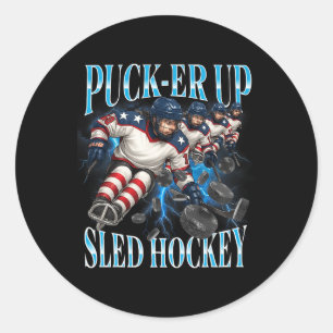 Puck-er Up Sledge-Hockey Frauen- und Mädchen-Team  Runder Aufkleber