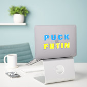 Puck Futin Aufkleber ukrainische Flagge Unterstütz (Laptop auf Schreibtisch)