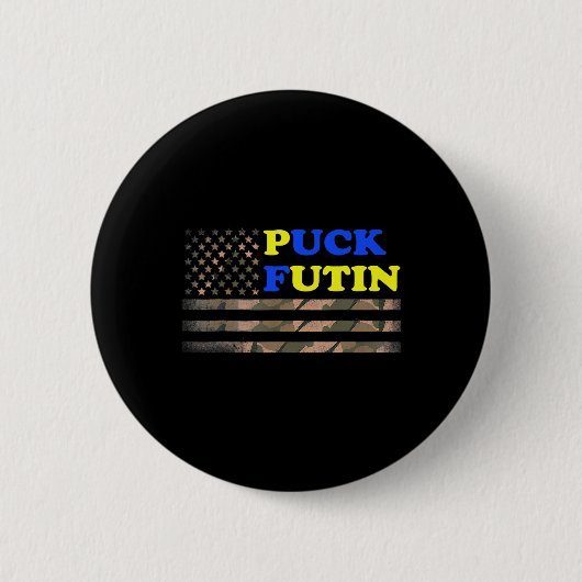 Puck Futin Stand Ich mit Ukraine Amerika Flagge Button (Vorderseite)