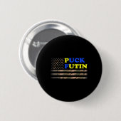 Puck Futin Stand Ich mit Ukraine Amerika Flagge Button (Vorne & Hinten)