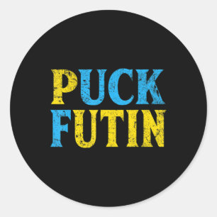 Puck Futin Stand With Ukraine Puck Futin Stand Ukr Runder Aufkleber