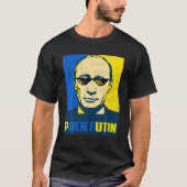 Puck Futin Ukraine Flag Amerikanische Flagge Unter T-Shirt (Vorderseite)