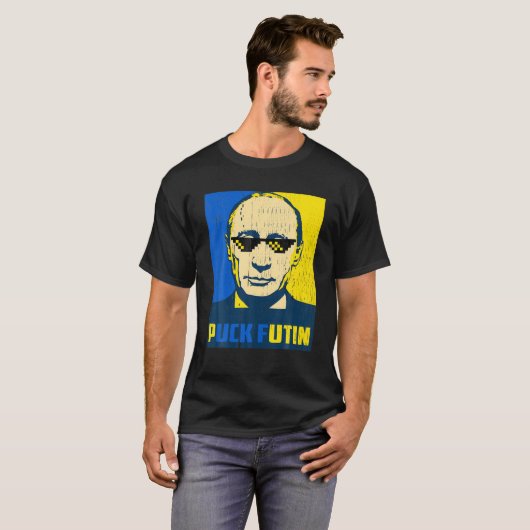 Puck Futin Ukraine Flag Amerikanische Flagge Unter T-Shirt (Vorne ganz)