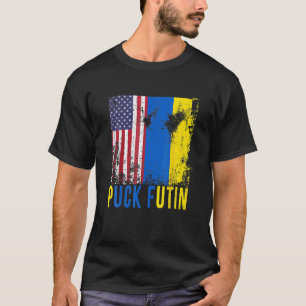 Puck Futin Ukraine Flag Amerikanische Flagge Unter T-Shirt
