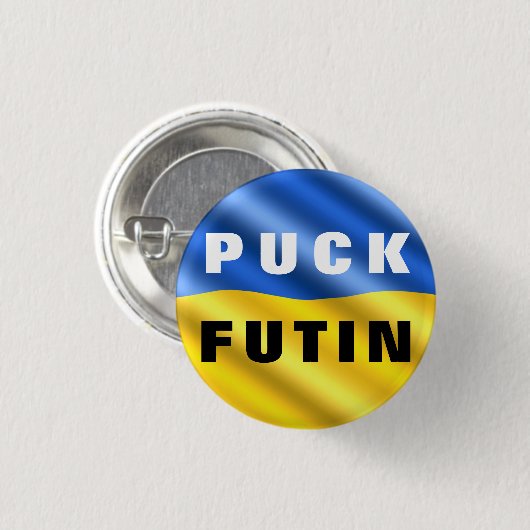 Puck Futin ukrainische Flagge Unterstützung Ukrain Button (Vorne & Hinten)