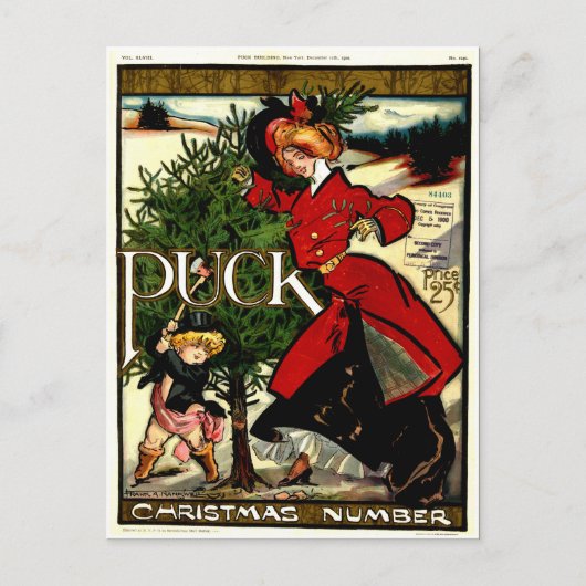 Puck Magazine Christmas 1900 Feiertagspostkarte (Vorderseite)