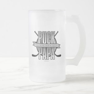 Puck Papa (Hockey-Vater) Mattierte Glass Beer Tass Mattglas Bierglas