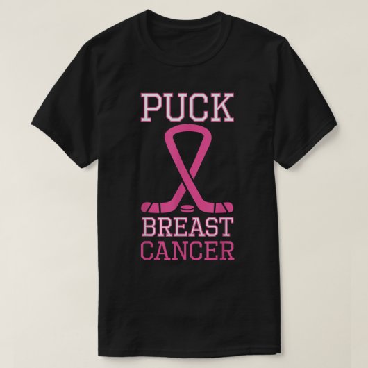 Puck Rosa Brustkrebs Schleife Ice Hockey Breast C T-Shirt (Design vorne)
