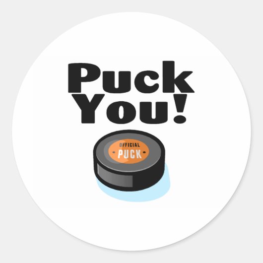 Puck You (Hockey) Runder Aufkleber (Vorderseite)