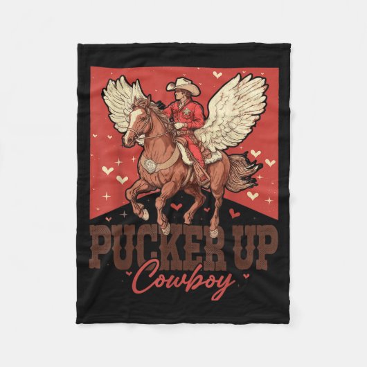 Pucker Up Cowboy Funny Western Valentines  Fleecedecke (Vorderseite)
