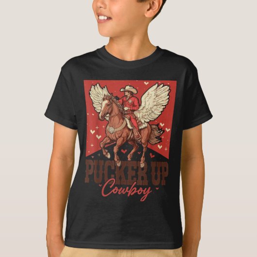Pucker Up Cowboy Funny Western Valentines T-Shirt (Vorderseite)