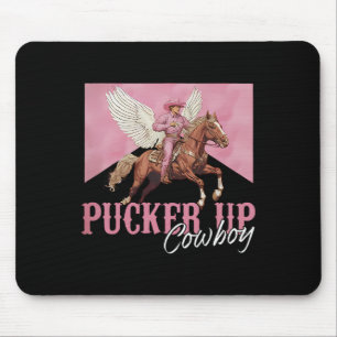 Pucker Up Cupid Cowboy Valentine Day Western Valen Mousepad