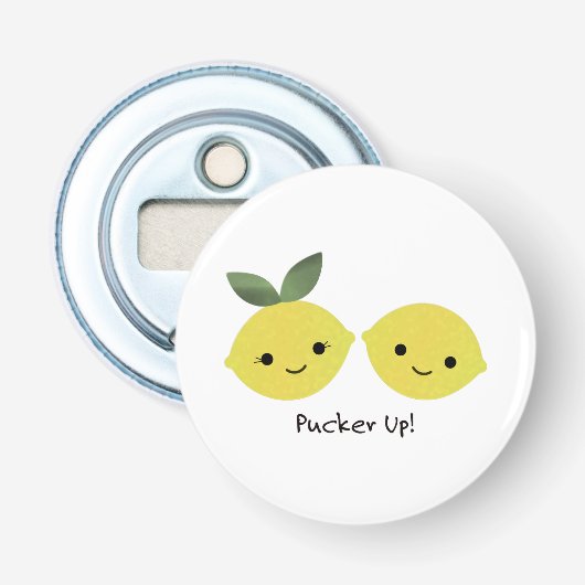 Pucker up Niedlich Kawaii Lemons Flaschenöffner (Vorderseite)