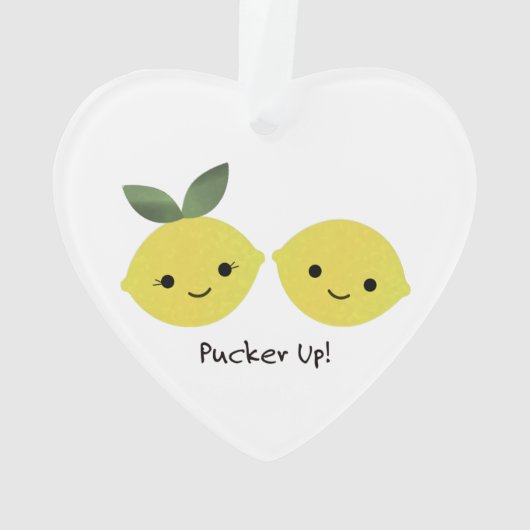 Pucker up Niedlich Kawaii Lemons Ornament (Rückseite)