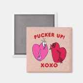 Pucker Up Valentine Hearts Magnet (Vorderseite/Rückseite)
