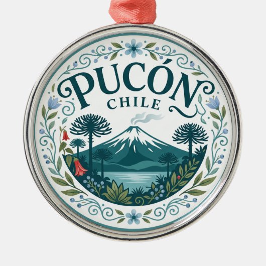 Pucón Chile Ornament Aus Metall (Vorne)